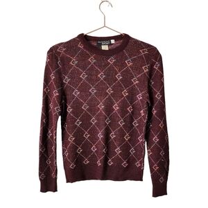 GIVENCHY SPORT x VINTAGE 80s maroon Logo Grapgic all over knit sweater rainbow L